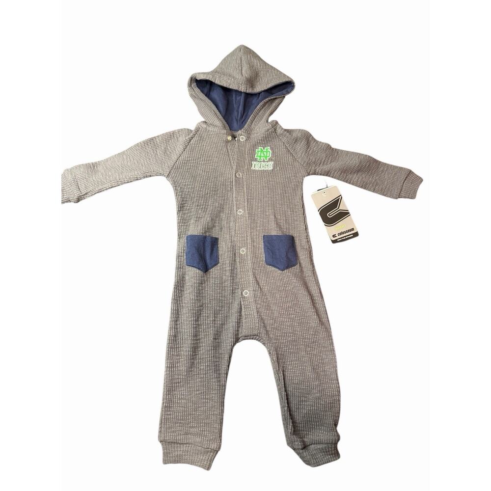 New 3-6 Month Infant Romper Colosseum Charcoal Notre Dame Fighting Irish Waffle